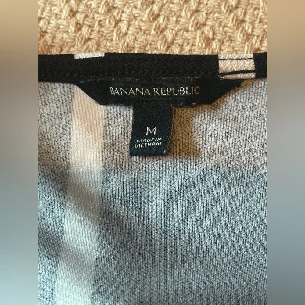 Banana Republic Black White Striped Draped Wrap Front Top